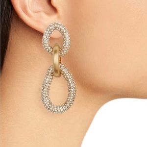 CULT GAIA Reyes Drop Earrings in Gold Tone Brass and Clear Crystals